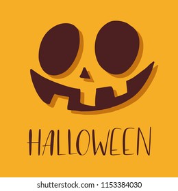 Scary carved pumpkin face for Happy Halloween / Halloween Labels.