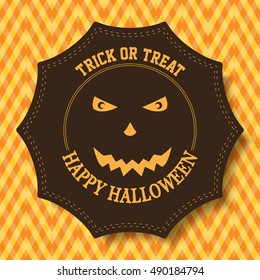 Scary carved pumpkin face for Happy Halloween / Halloween Labels.