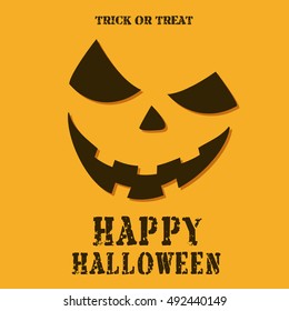Scary carved pumpkin face for Happy Halloween / Halloween Labels.


