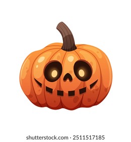 Scary carved pumpkin on white background. Drawn pumpkin for Halloween. Vector illustration of festive character