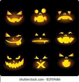 Scary carved pumpkins faces