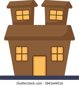 Scary Castle Concept, Evil Night Scene Vector Color Icon Design, Halloween 31 October Symbol on White background, Trick or Treat, Creepy House Building
