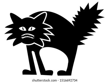 Silhouette Scared Black Cat Spikelike Back Stock Vector (Royalty Free ...