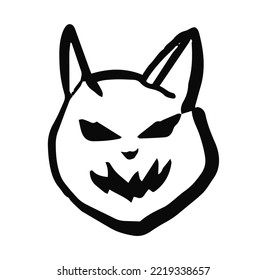 Scary cat doodle illustration vector. 