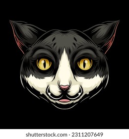 scary cat face mascot design illustration