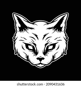 Scary cat head illustration vector