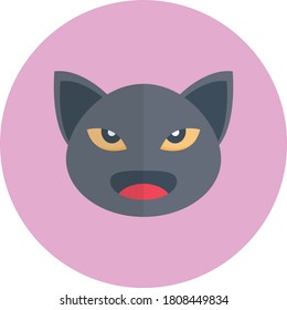 scary cat vector flat color icon 