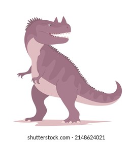 Scary ceratosaurus. Ancient pangolin. Predatory dinosaur hunter of the Jurassic period. Vector cartoon illustration isolated on a white background