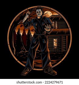 scary character on full moon night