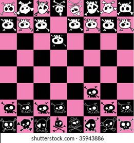 scary chess black and pink board