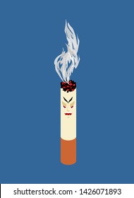 Scary cigarette. Evil cigar. Harm of smoking