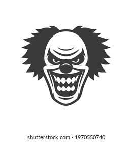 Scary clown. Angry clown with evil smile on the face 