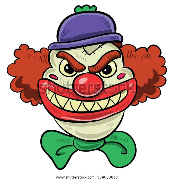 Scary Clown Big Smile Red Hair Stock 