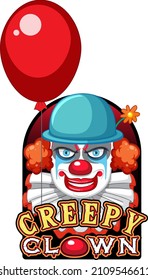 Scary clown with creepy clown logo illustration