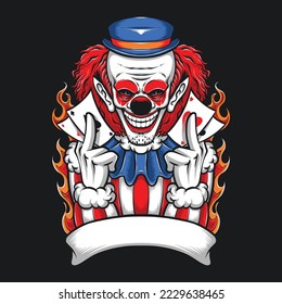 scary clown design for clothing apparel