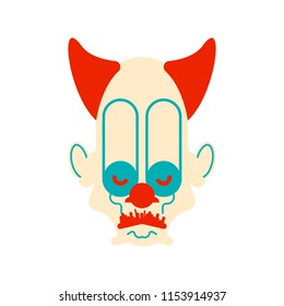 Scary clown evil head. Terrible eyes. Vector illustration

