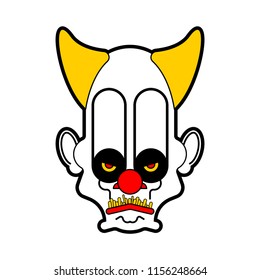 Scary clown evil head. Terrible eyes. Vector illustration

