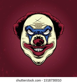 scary clown face vector art
