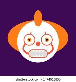 Scary clown Halloween flat emoji. Vector illustration