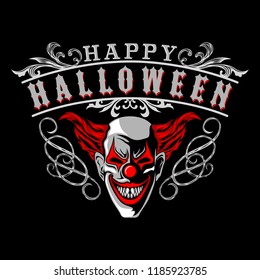 scary clown Halloween vector illustration