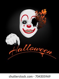 scary clown for halloween, vector illustration 