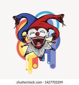 Scary clown hand drawn illustration retro style