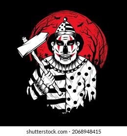 Scary clown head illustration design