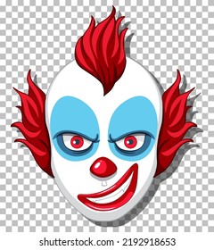 Scary clown head on grid background illustration