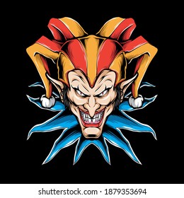 scary clown head vector illustration