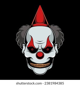 SCARY CLOWN HEAD VECTOR ILLUSTRATION