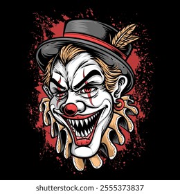 scary clown head vector illustration