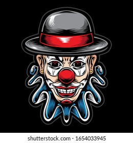 Scary Clown Head Vector Logo