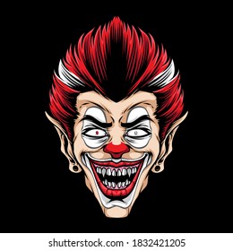 logo espeluznante del vector de la cabeza de payaso