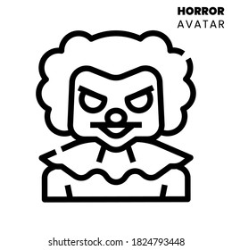 Scary Clown Icon. Face Horror Icon Concept. Eps 10 Vector Illustration.