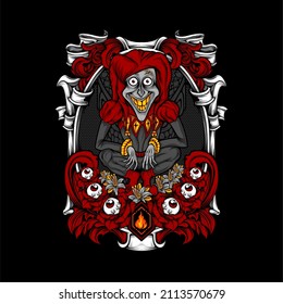 scary clown illustration with awesome background
