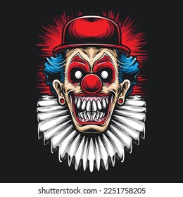 scary clown illustration for clothing design