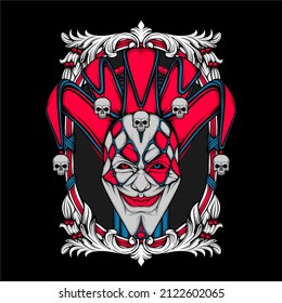 scary clown illutration	 with awesome background