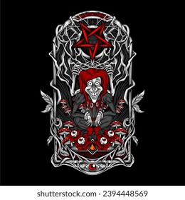 scary clown illutration for t shirt design and other