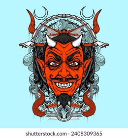 scary clown illutration	for t shirt design