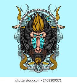 scary clown illutration	for t shirt design