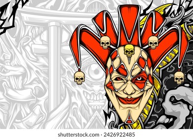 scary clown illutration	 for your design