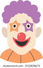 Scary Clown Mask Icon with Flat Cartoon Style. Vector Illustration Design.