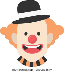 Scary Clown Mask Icon with Flat Cartoon Style. Vector Illustration Design.