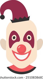 Scary Clown Mask Icon with Flat Cartoon Style. Vector Illustration Design.