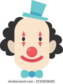 Scary Clown Mask Icon with Flat Cartoon Style. Vector Illustration Design.