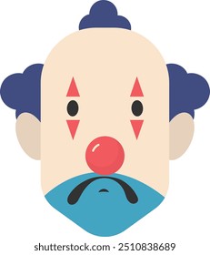Scary Clown Mask Icon with Flat Cartoon Style. Vector Illustration Design.