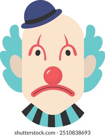 Scary Clown Mask Icon with Flat Cartoon Style. Vector Illustration Design.