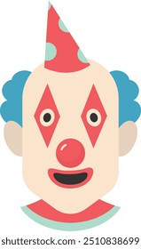 Scary Clown Mask Icon with Flat Cartoon Style. Vector Illustration Design.