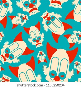 Scary clown pattern seamless. Terrible ornament. nightmare background Vector 
