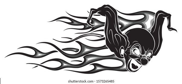scary clown with red hat vector illustration